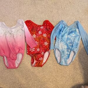 Set of Three Girls' Long Sleeve Leotards